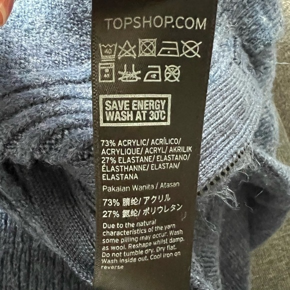Topshop Blue Oversized Side Hem Zip Sweater US 4 - Picture 10 of 10